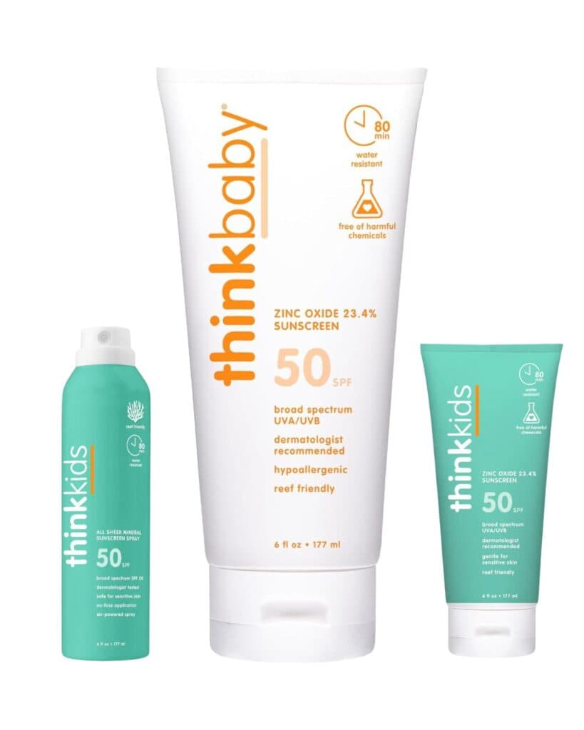 thinksun kids safe sunscreen non toxic mineral sunscreen for kids zinc oxide broad spectrum
