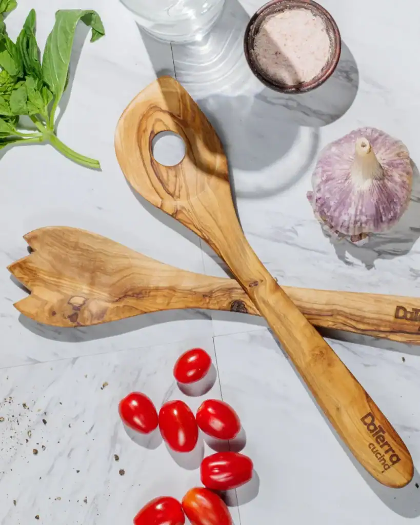 DaTerra Cucina olive wood utensils, natural, non-toxic wooden kitchen tools.