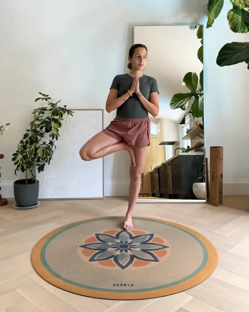 Scoria cork yoga mat made from GOTS-certified cork and natural rubber for a non-toxic yoga practice.