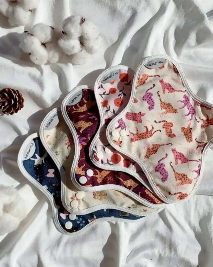 The Brand Hannah reusable organic cotton period pads with a soft, comfortable design.