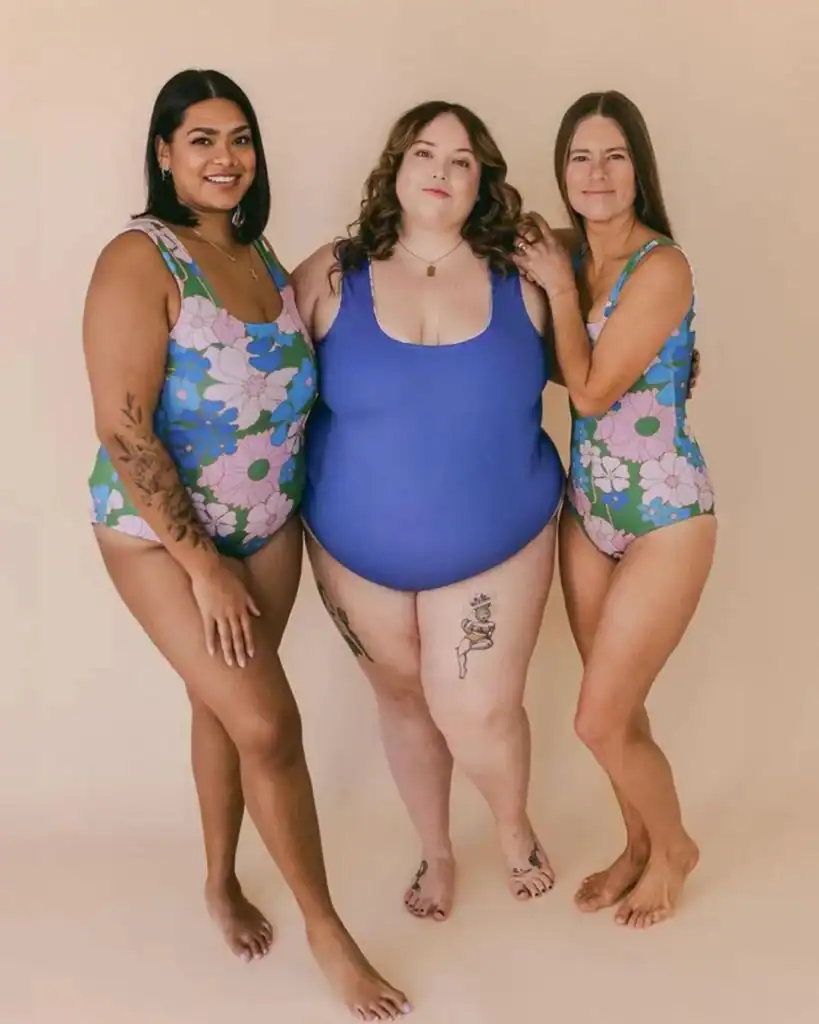 plus-size sustainable bikinis and one-pieces