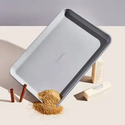 Caraway ceramic-coated baking sheet trio featuring PFAS-free non-stick baking pans.
