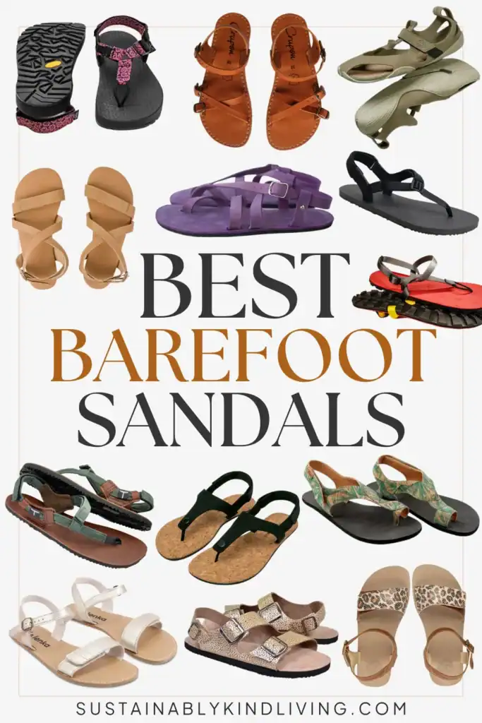 Text reading "best barefoot sandals", showcasing a collage of barefoot sandals.