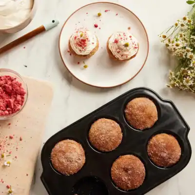 Xtrema Cookware pure ceramic muffin pan designed as PFAS-free non-toxic bakeware.