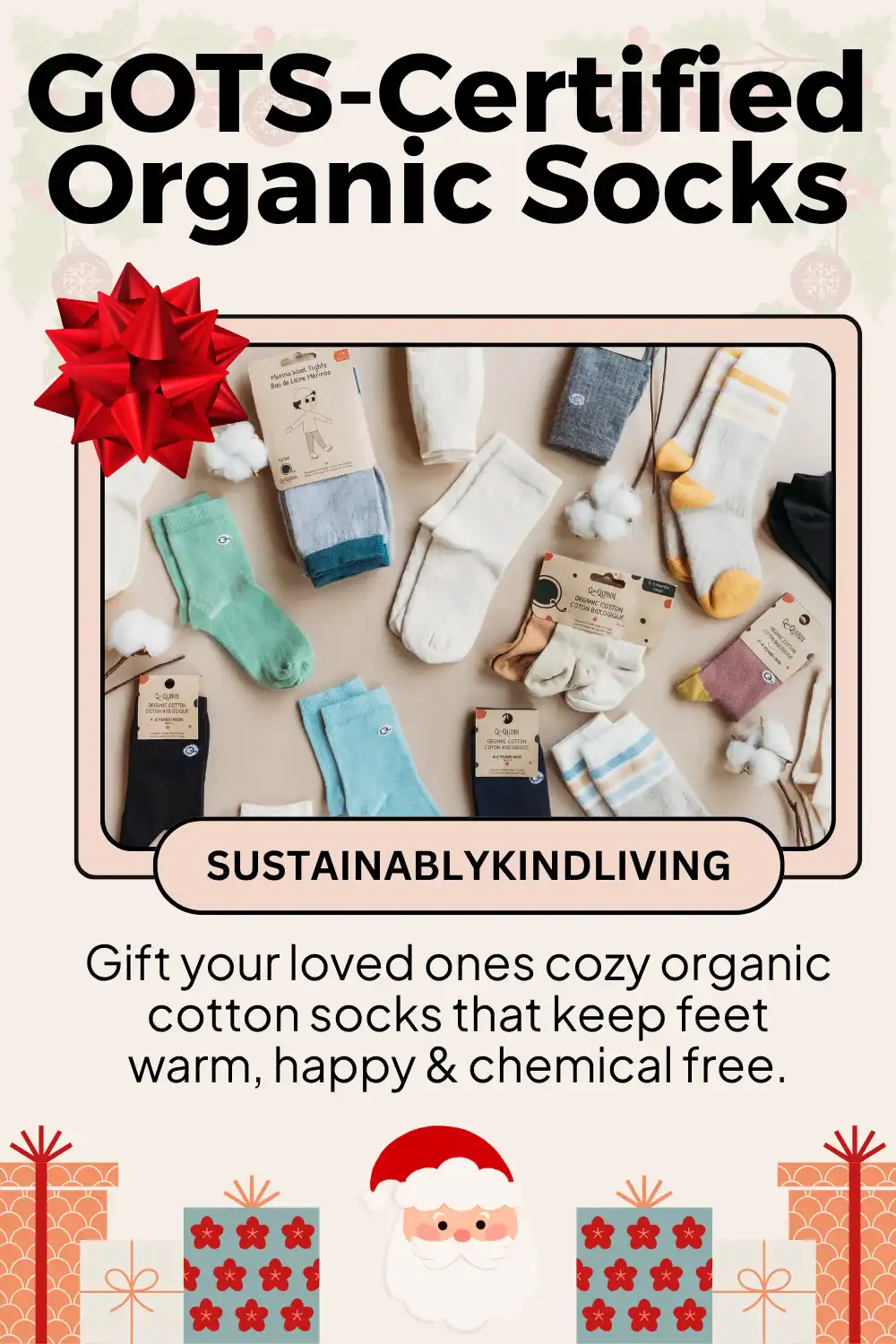 Q for Quinn cozy organic cotton socks made ethically and sustainably, perfect eco-friendly Christmas gift.