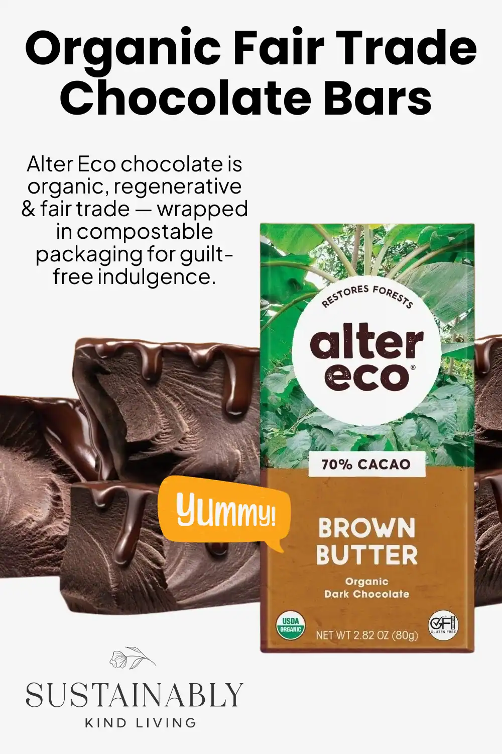 Alter Eco organic chocolates wrapped in compostable packaging, a sustainable Halloween candy choice.