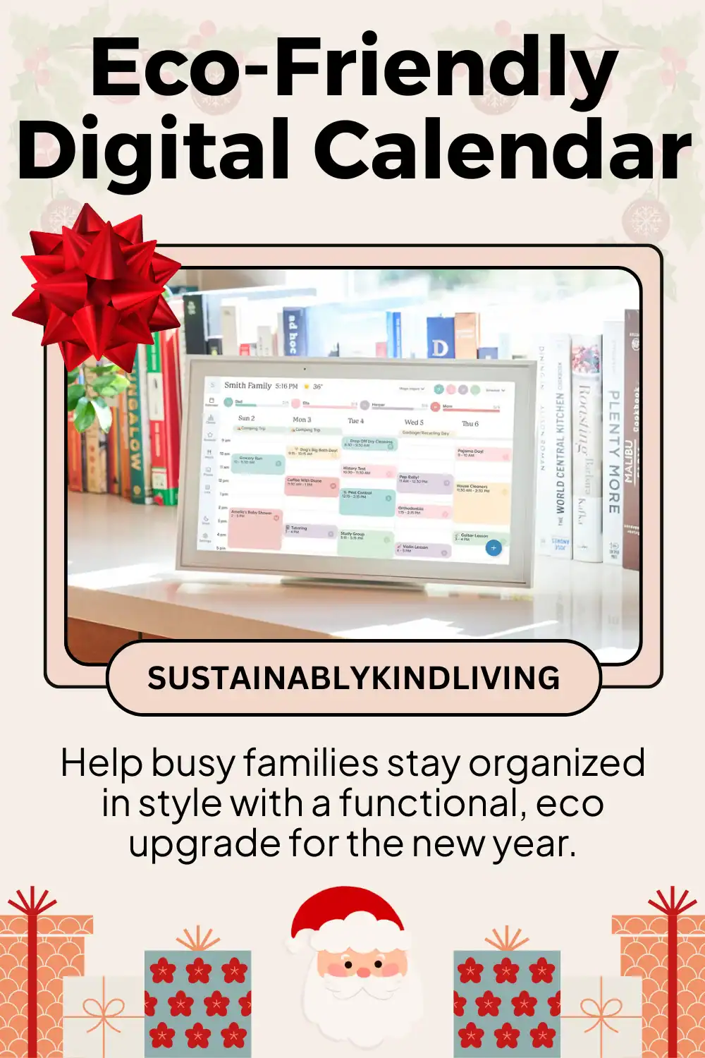 Skylight sustainable digital family calendar that syncs with devices, perfect eco upgrade for organized routines.