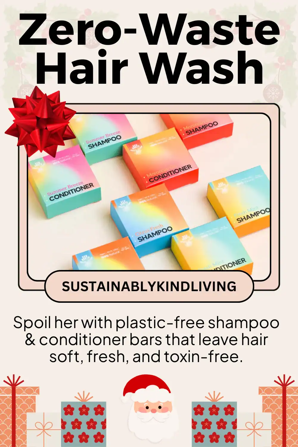 EcoRoots zero-waste solid shampoo bar made with natural oils, perfect eco-friendly Christmas gift for her.
