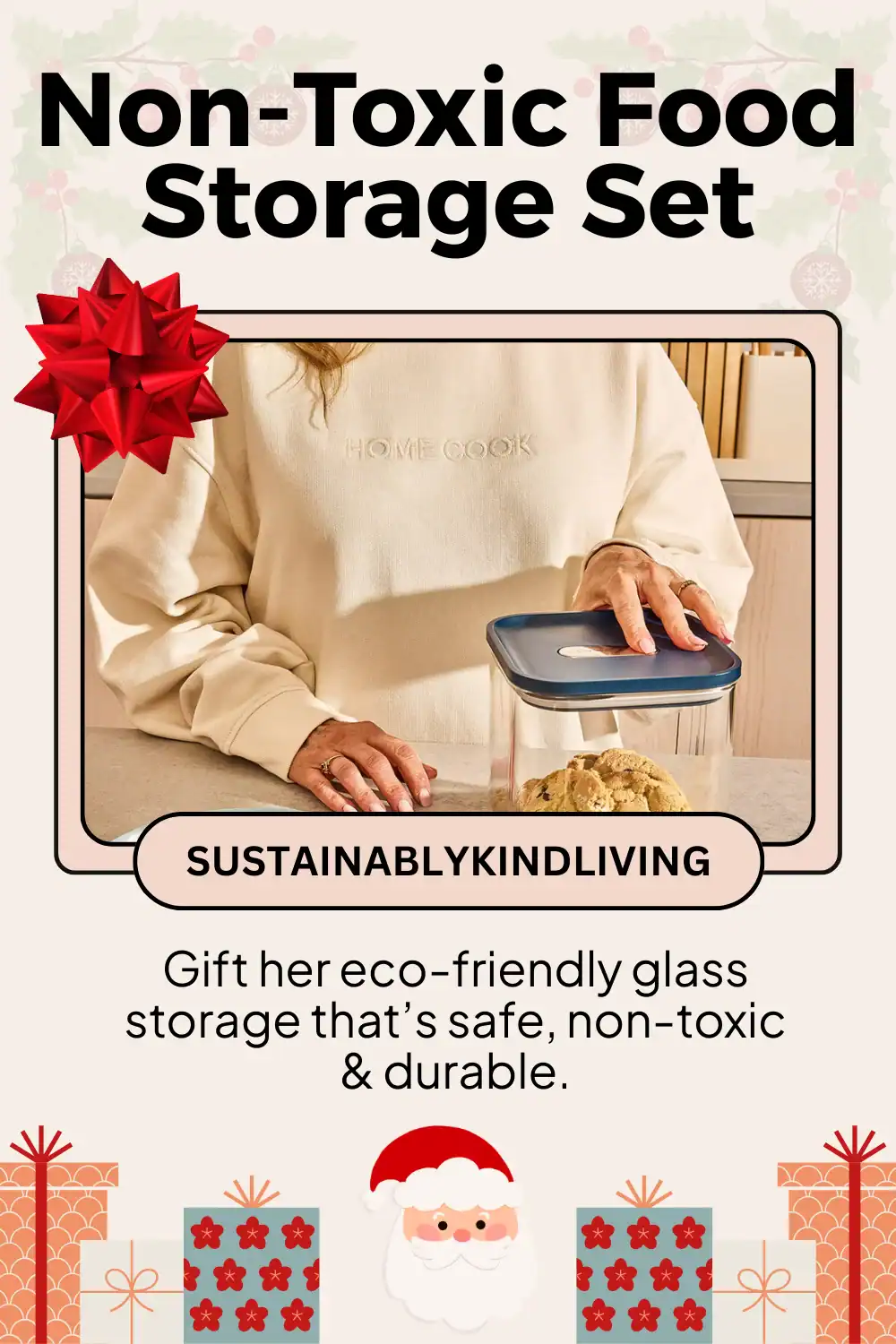 Caraway glass airtight container set, toxin-free and eco-friendly, an ideal non-toxic kitchen storage gift.