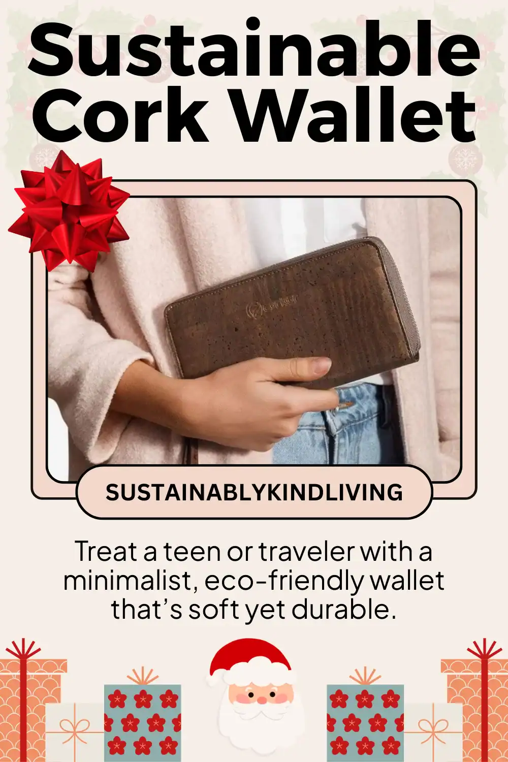 Corkor sustainable wallet made with cork, perfect sustainable minimalist gift for travelers.