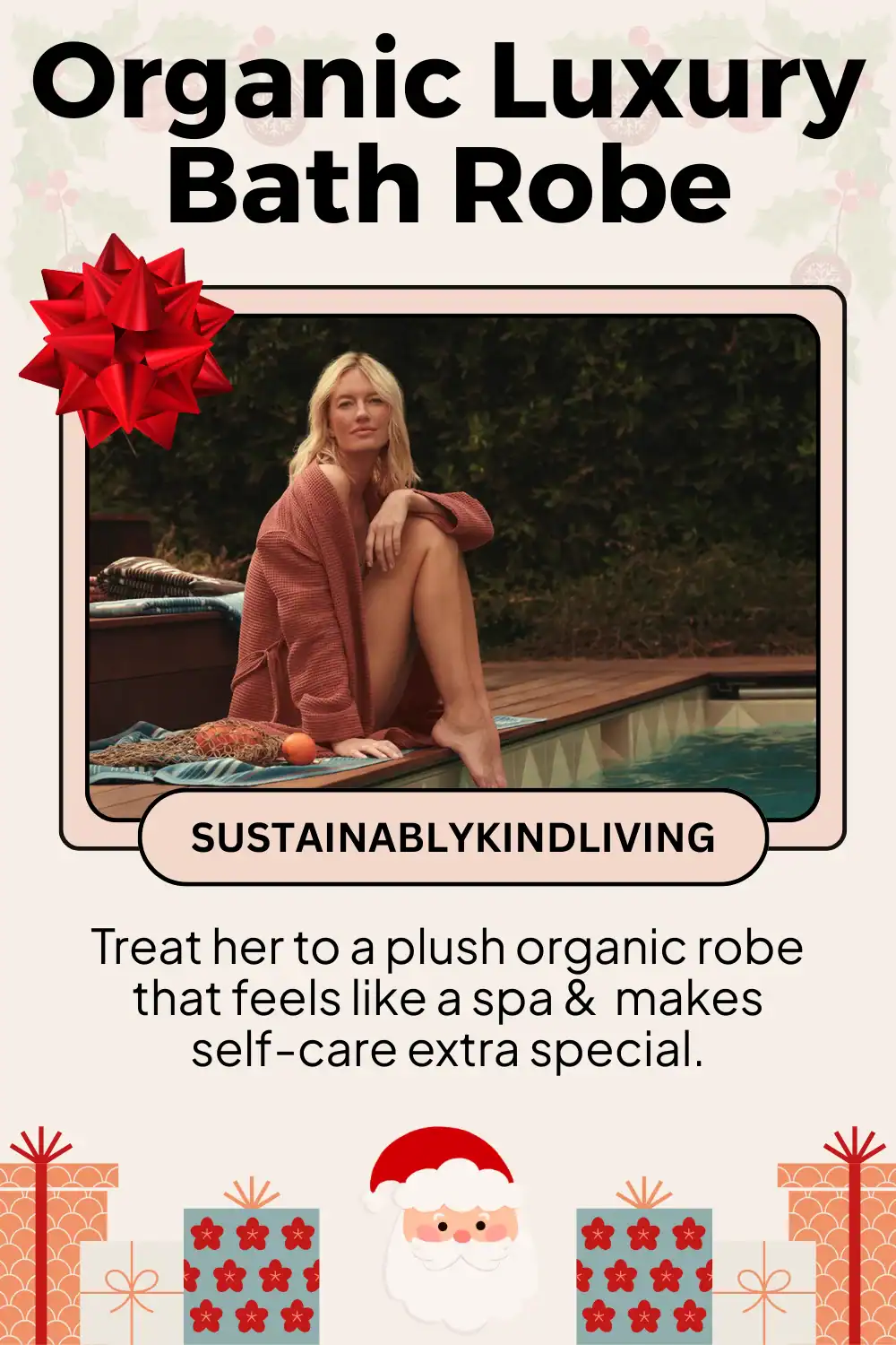 Coyuchi organic cotton bath robe made with toxin-free dyes, perfect eco-friendly gift for her this holiday season.