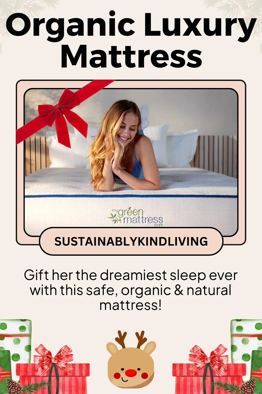 My Green Mattress Natural Escape made with organic latex and cotton, a non-toxic and sustainable sleep upgrade.