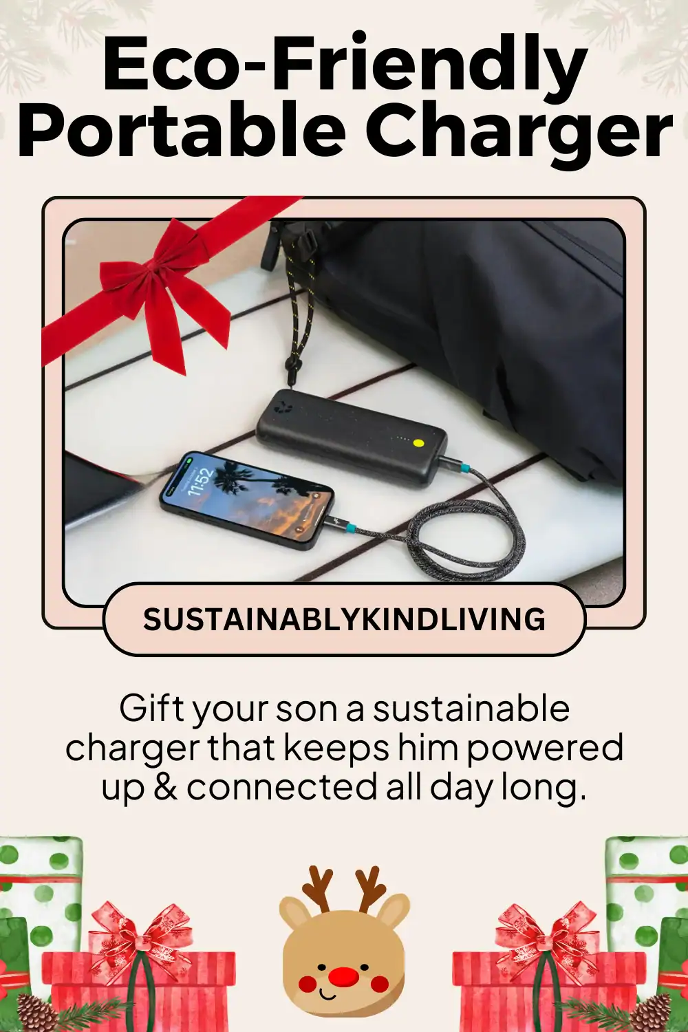Nimble Champ Pro portable charger made with recycled materials and fast charging, perfect sustainable tech gift for teens.