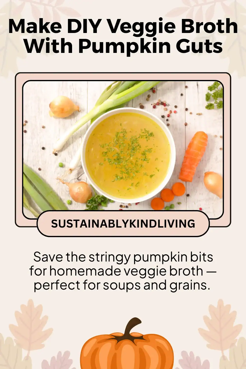 Vegetable broth cooking with pumpkin guts and veggie scraps