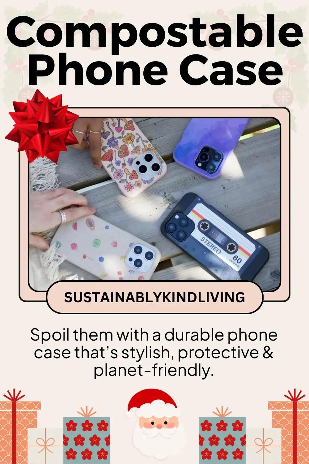 Pela compostable phone case made from plant-based materials, perfect sustainable stocking stuffer for tech lovers.