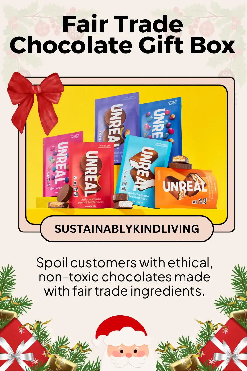 Unreal organic chocolate made with fair trade cocoa and natural ingredients, perfect for non-toxic corporate gifting.