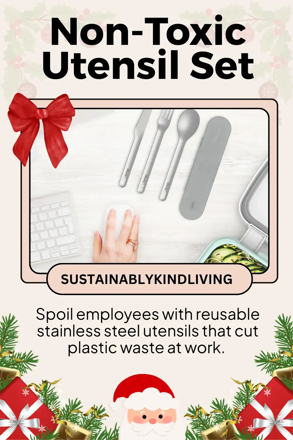 Bentgo stainless steel utensil set, reusable and zero waste, perfect sustainable corporate lunch gift.