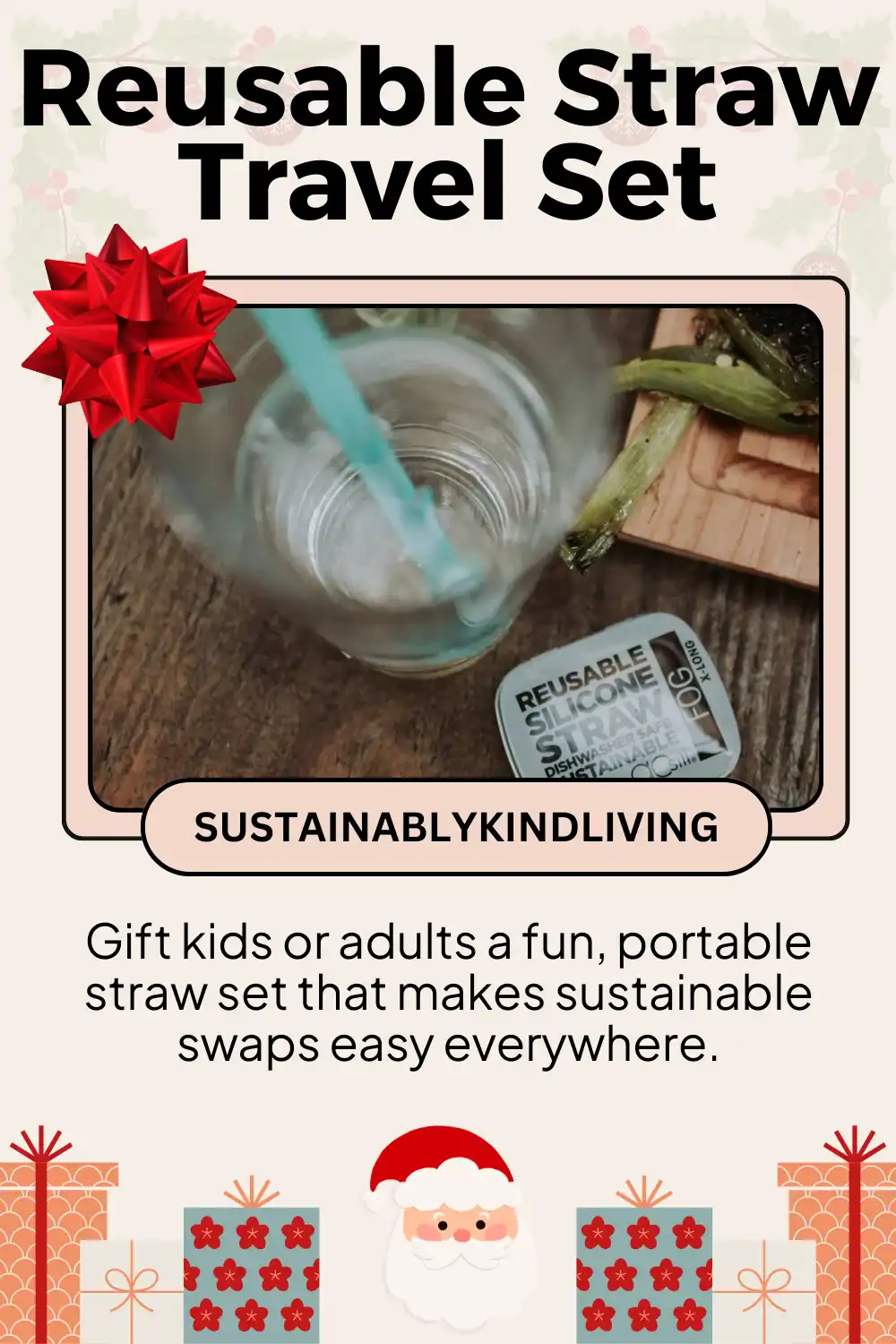 Marley’s Monsters reusable silicone straw set with travel tin, perfect zero-waste stocking stuffer Christmas gift.