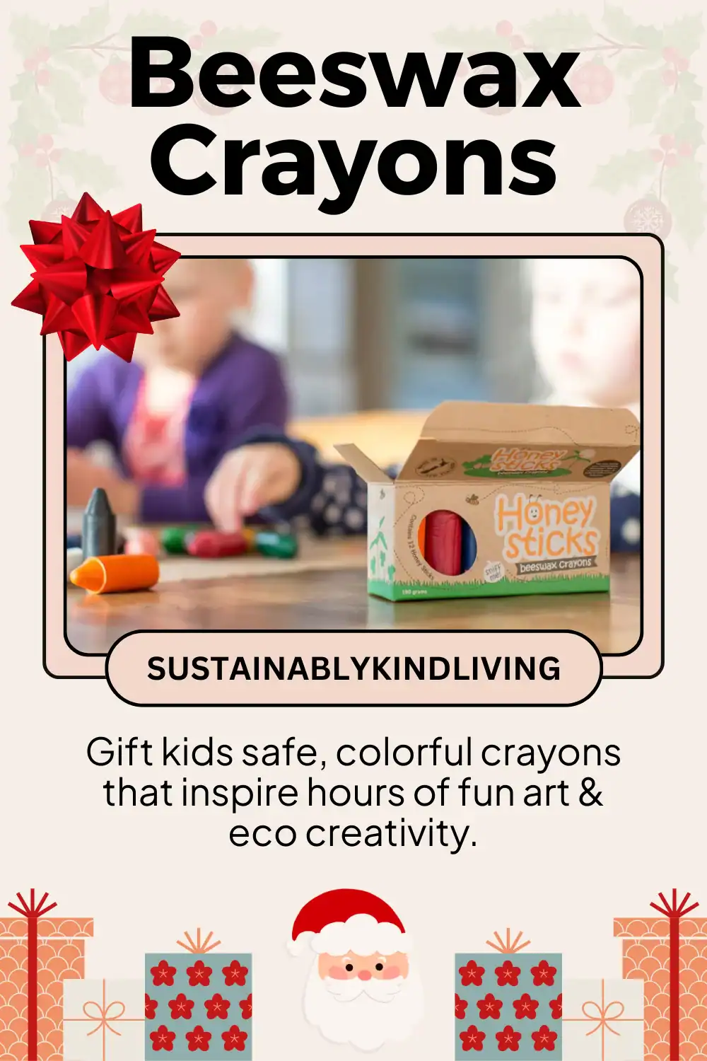 Honeysticks non-toxic crayons made with natural beeswax, perfect eco-friendly art stocking stuffer for kids.