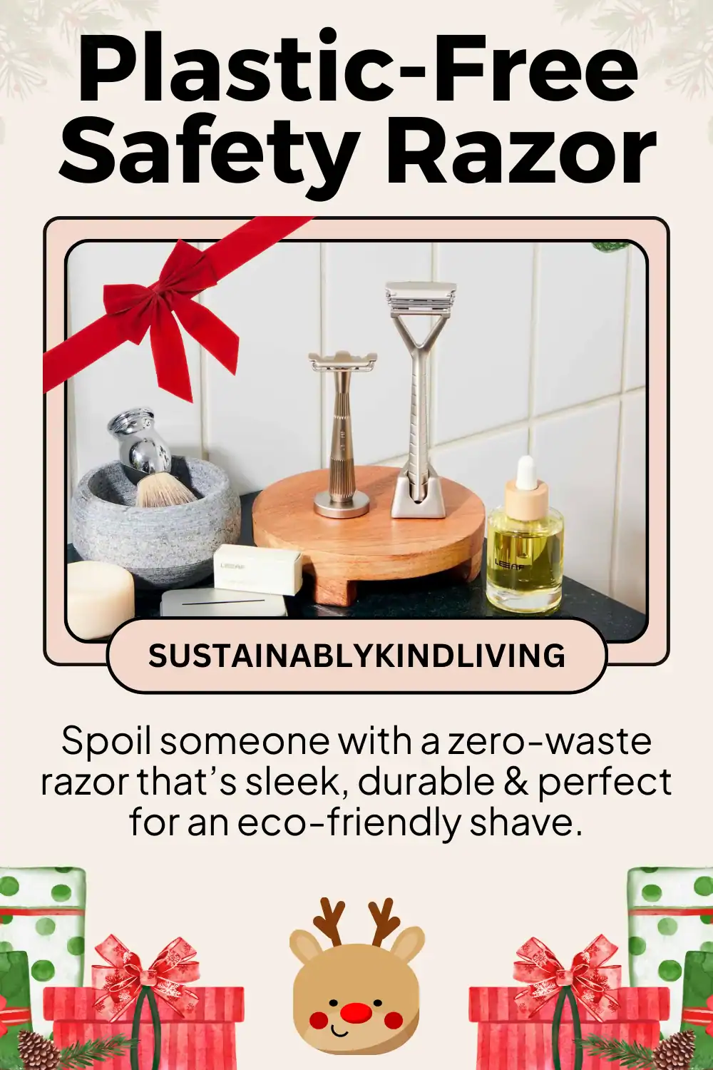 Leaf Shave plastic-free razor crafted from stainless steel, sustainable and zero-waste grooming essential.