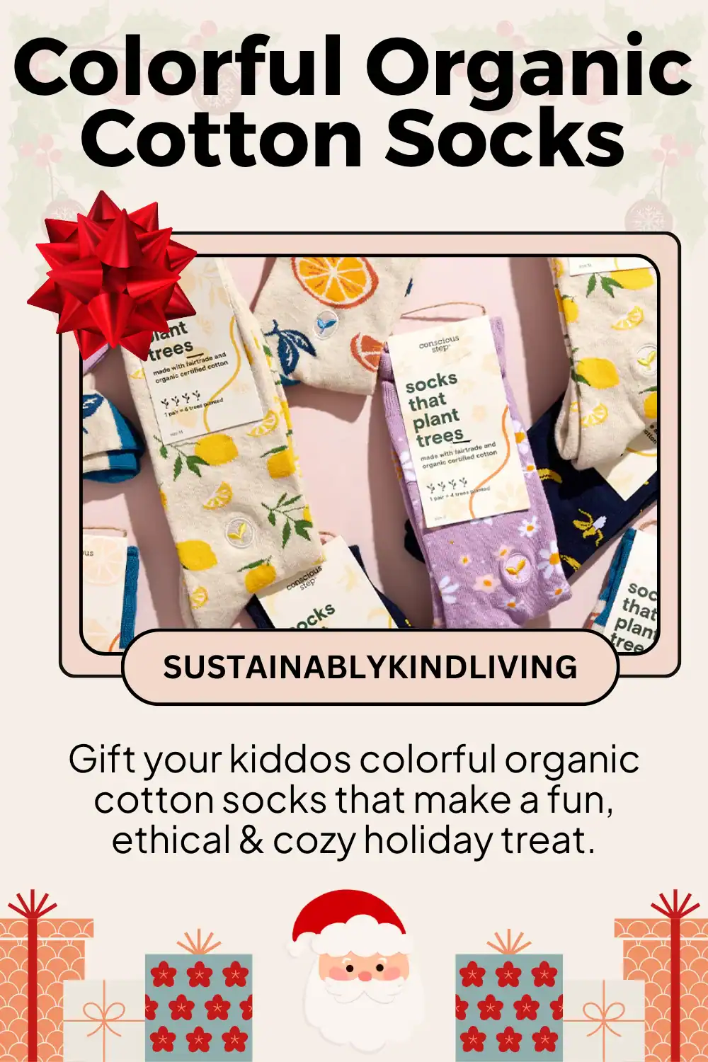 Conscious Step colorful organic cotton socks for kids made ethically and sustainably, perfect eco-friendly stocking stuffer gift.