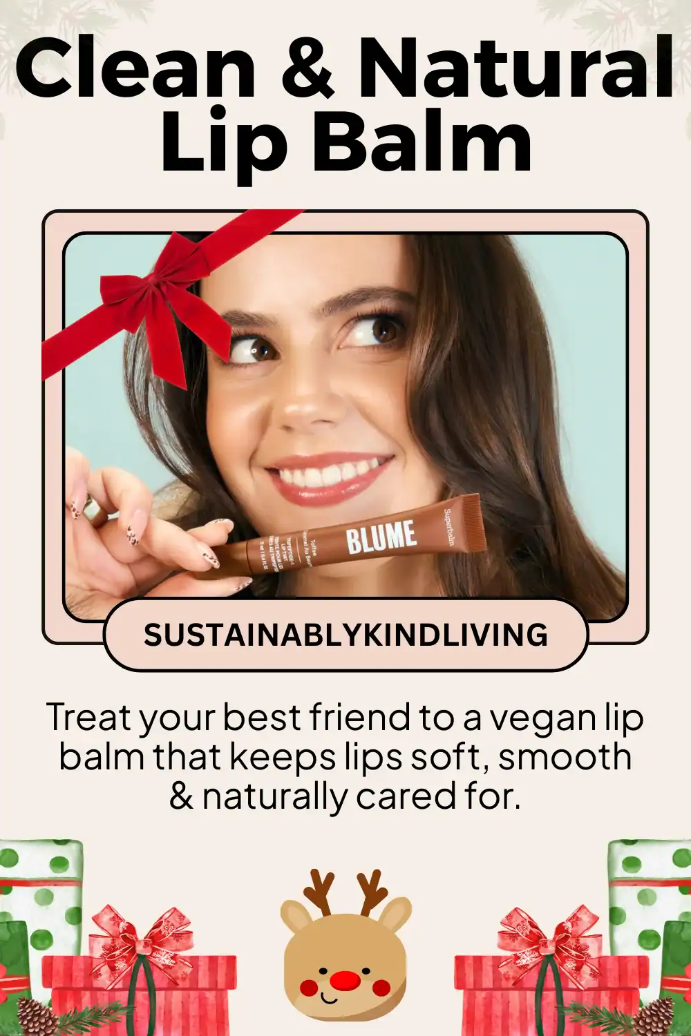 Blume vegan lip balm made without toxins or parabens, ideal non-toxic skincare gift for teens.