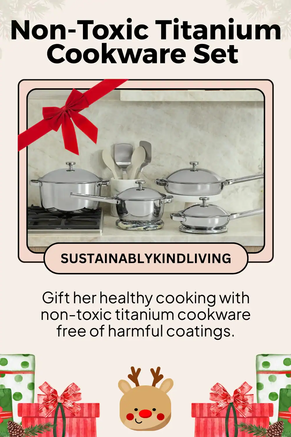 Titanium cookware set, PFAS-free and non-toxic, durable and eco-friendly, a safe and sustainable gift for her kitchen.