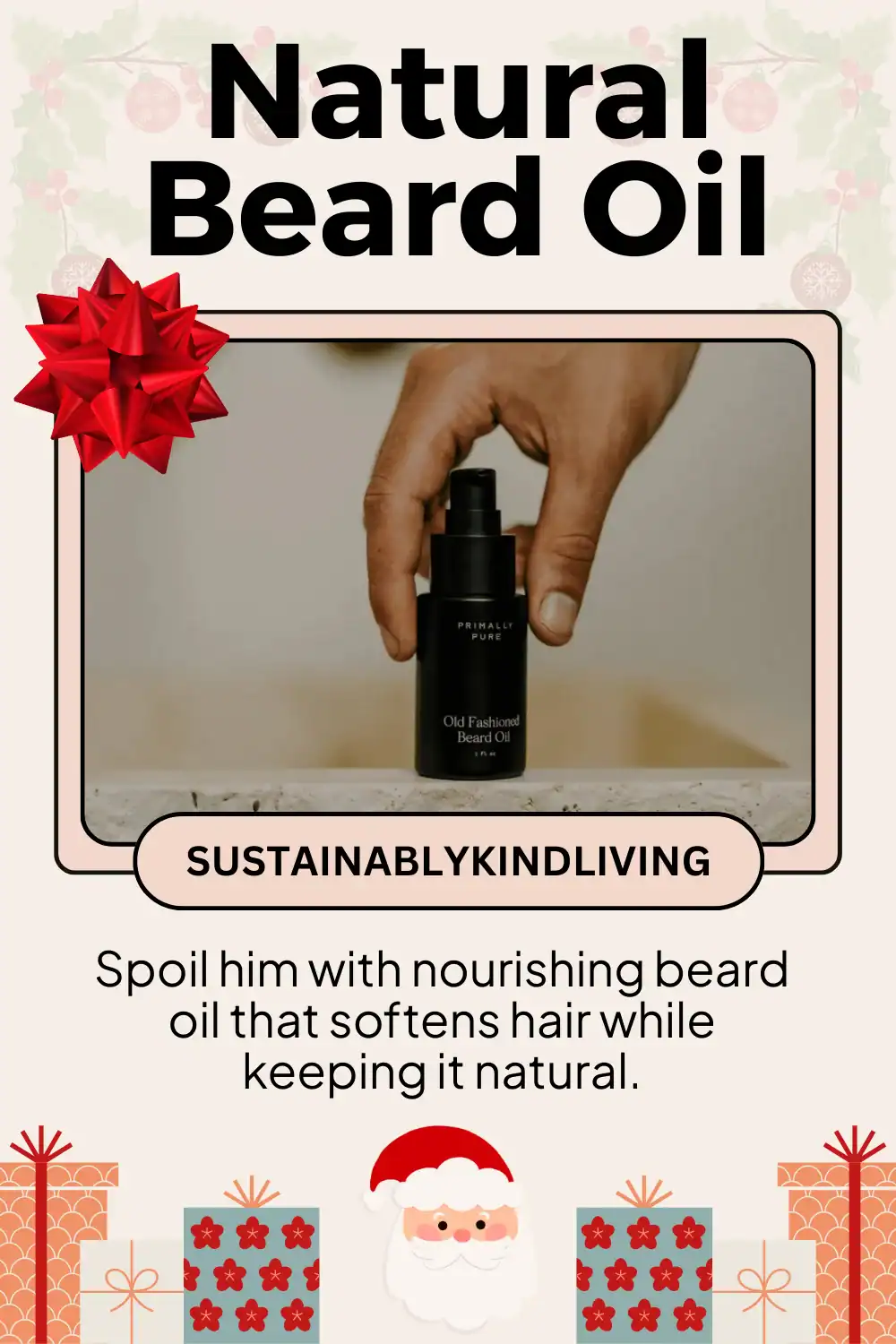 Primally Pure beard oil made with organic oils, non-toxic and natural, ideal eco-friendly men’s grooming gift.