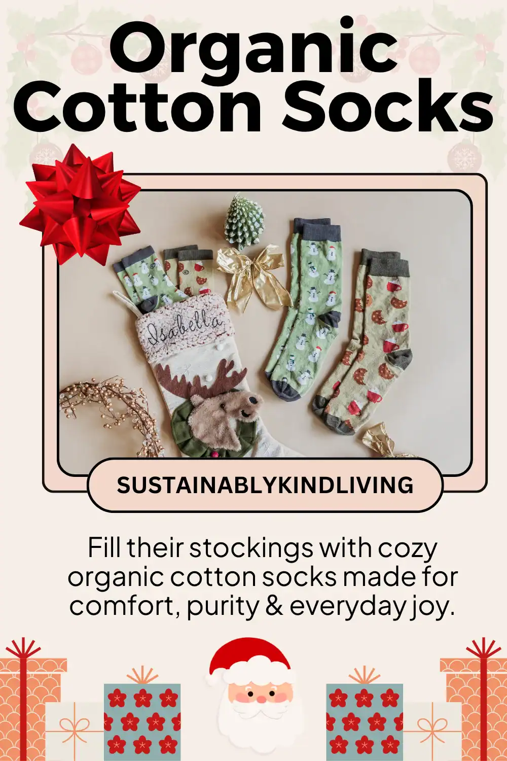 Q for Quinn cozy organic cotton socks made ethically and sustainably, perfect eco-friendly stocking stuffer gift.