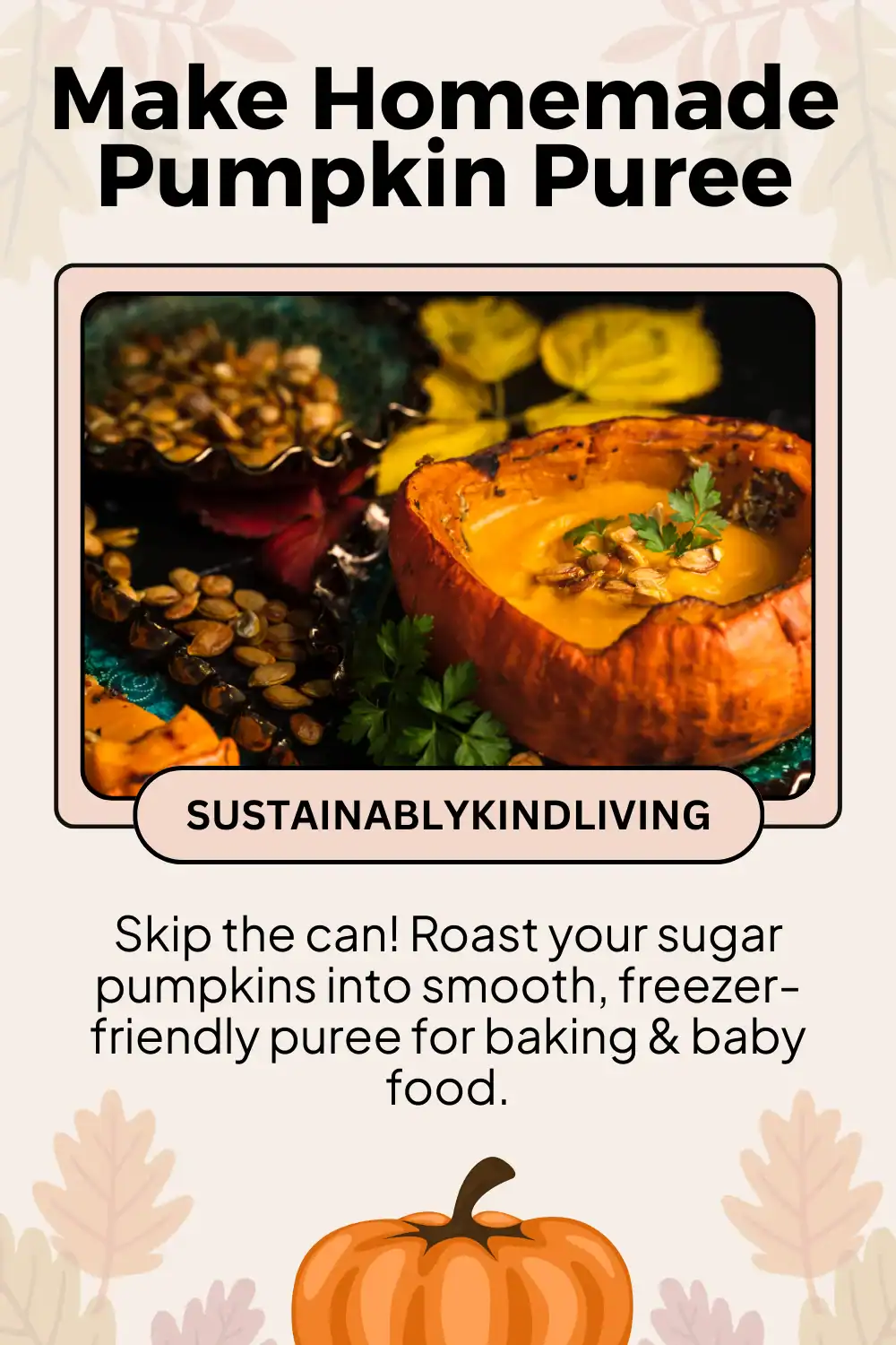 Homemade pumpkin puree in a glass jar on the kitchen counter