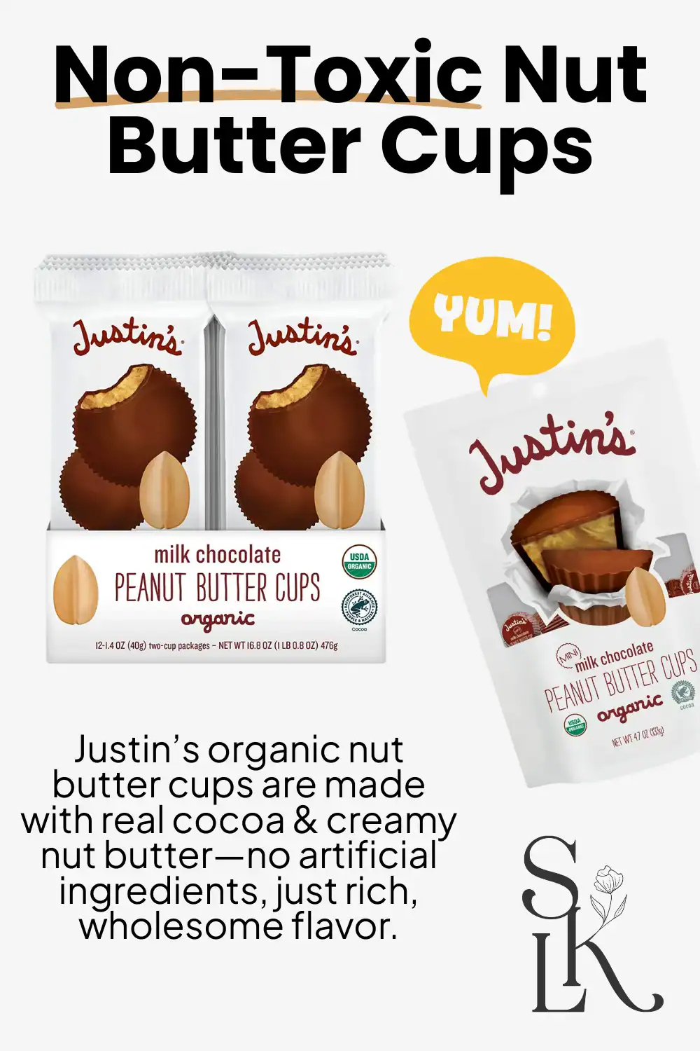 Justin’s organic peanut butter cups, made with Rainforest Alliance Certified cocoa, are perfect for Halloween treats.