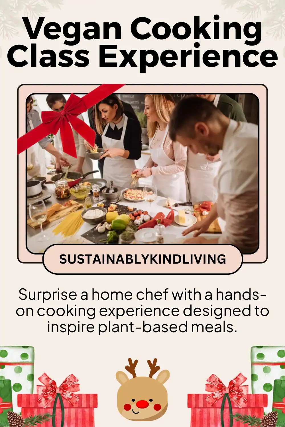 Vegan cooking class experience focused on plant-based cuisine, cruelty-free and eco-conscious gifting.