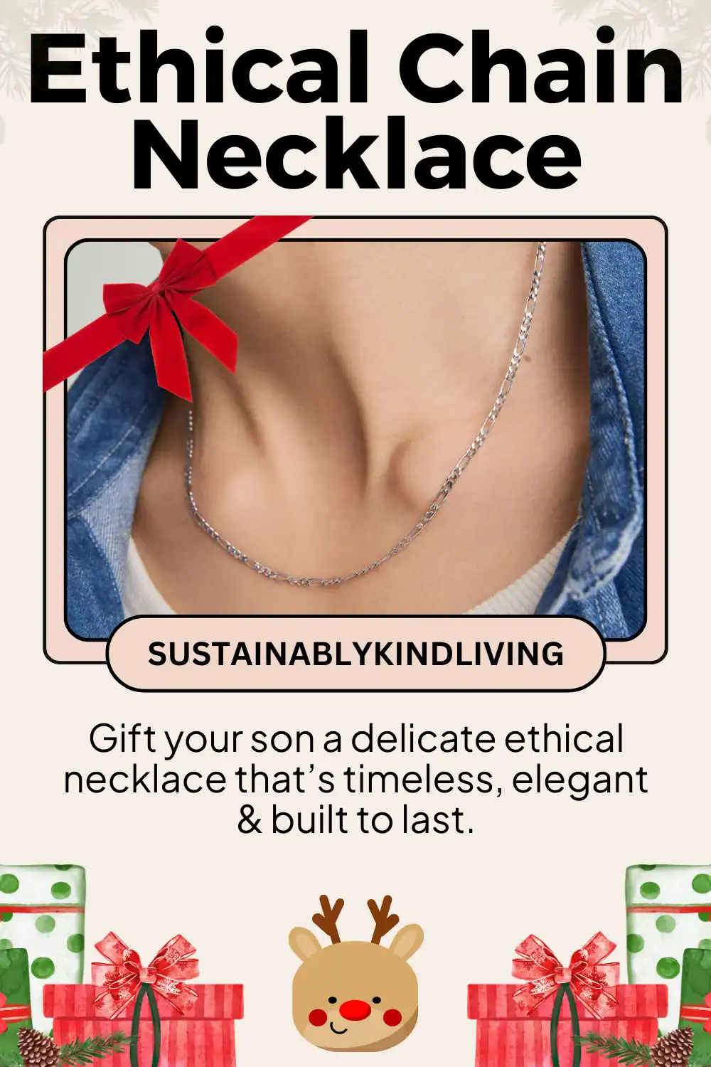 Mejuri ethical Figaro chain necklace crafted with recycled metals, perfect sustainable jewelry gift for teens.
