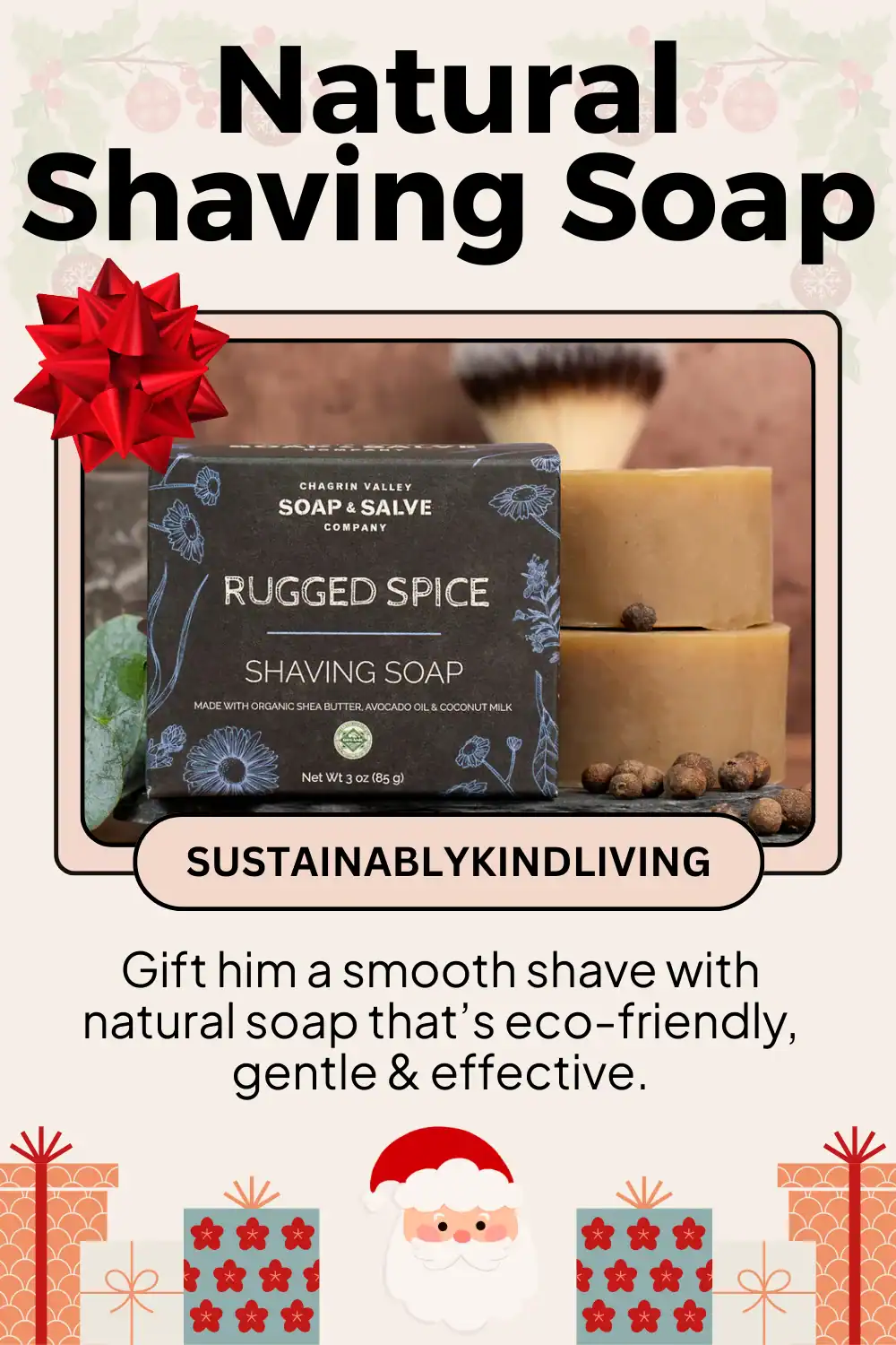 Chargin Valley natural shaving soap made with clean ingredients, perfect eco-friendly grooming gift for men.