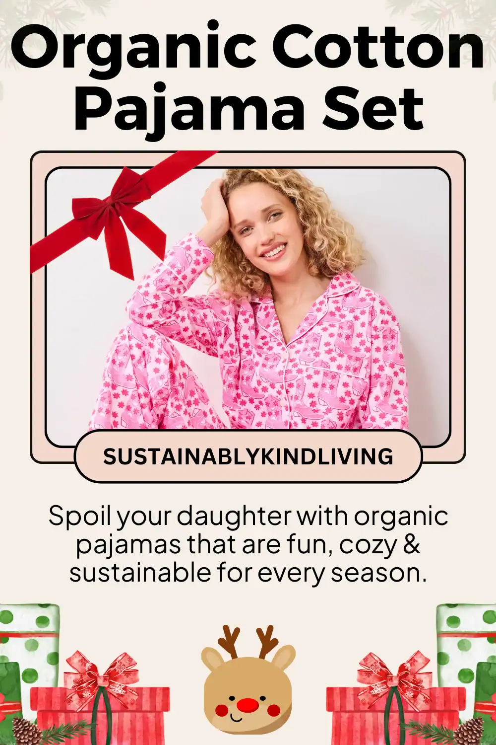 Printfresh organic cotton cowgirl PJ set with playful prints, fun and sustainable sleepwear for teens.