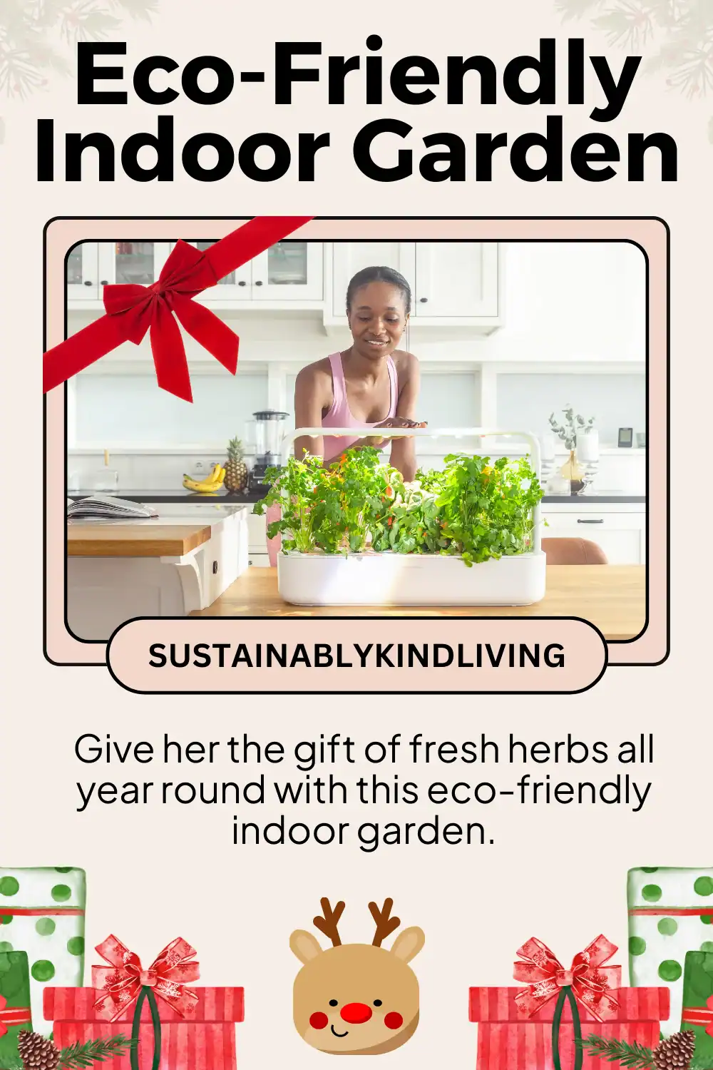 Click & Grow indoor garden grows fresh herbs all year, eco-friendly and self-watering, a perfect sustainable gift for her.