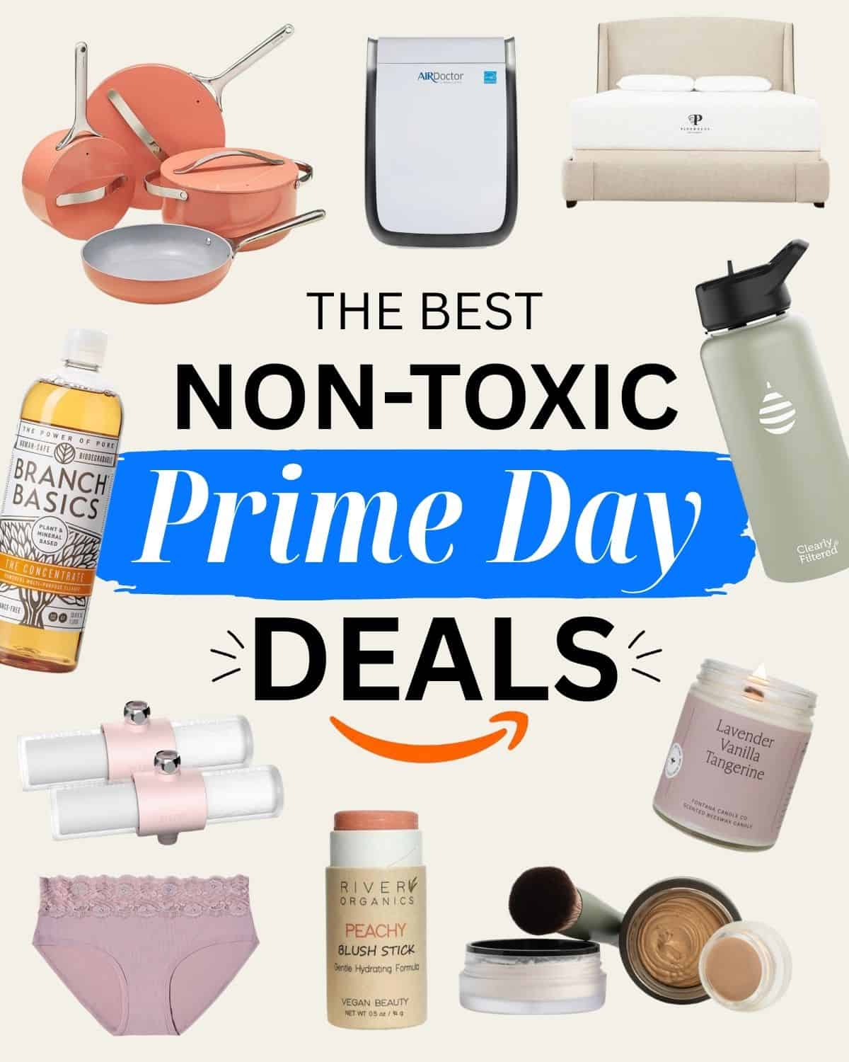 Sustainable Prime Day deals featuring non-toxic products, eco-friendly brands, and healthy home essentials.