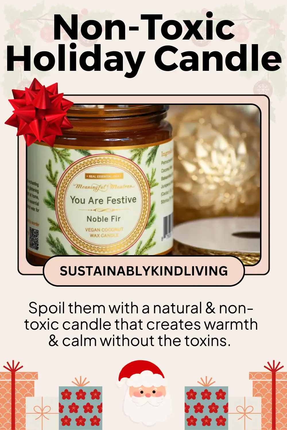Meaningful Mantras sustainable soy candle with non-toxic wax, great for mindful and eco holiday gifting.