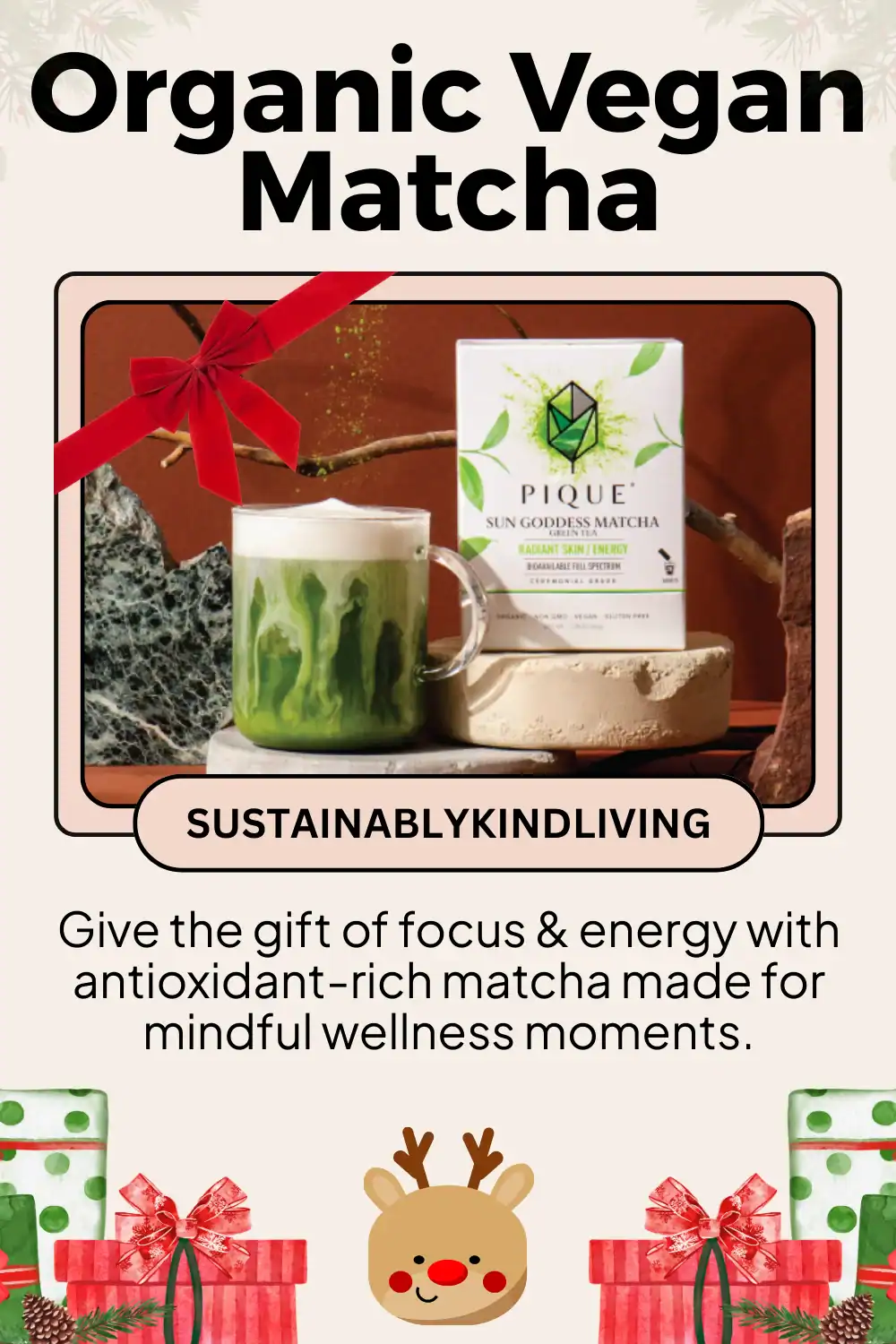 Pique Life Sun Goddess matcha powder, organic and vegan, rich in antioxidants for natural wellness.