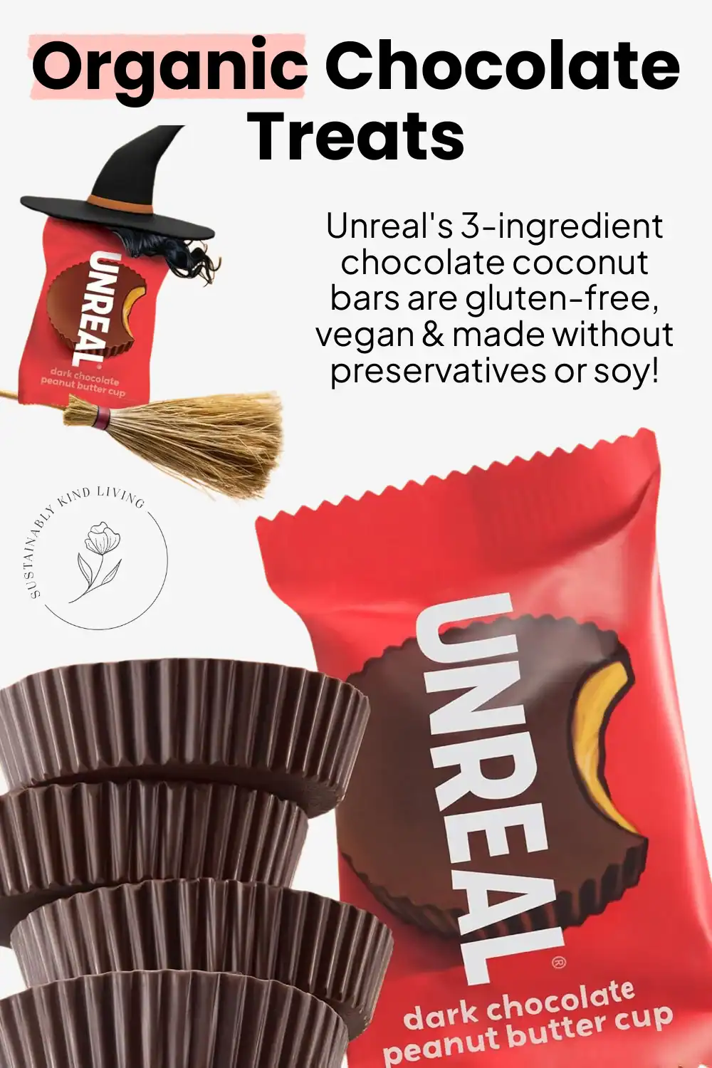 Unreal organic Halloween candy made with fair trade chocolate and natural dyes, perfect for non-toxic trick-or-treating.