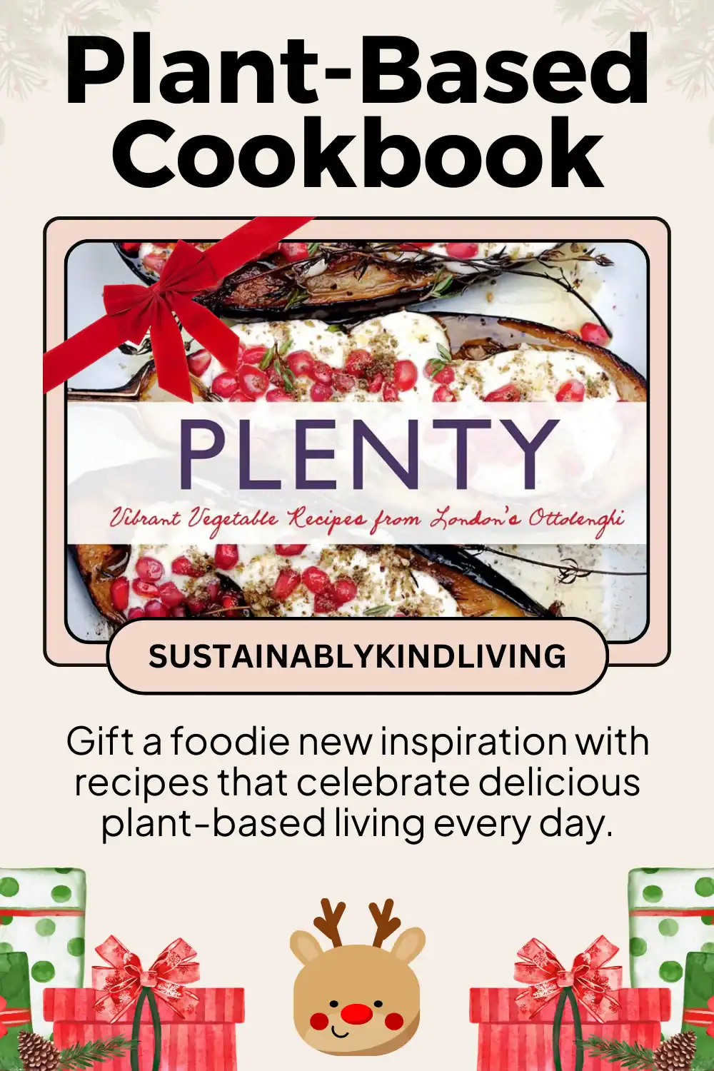 Plenty vegan cookbook with plant-based recipes, organic ingredients, and sustainable meal inspiration.