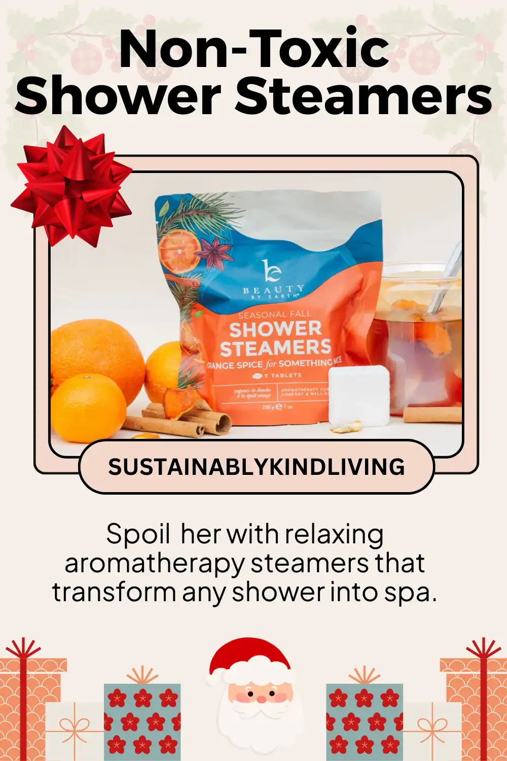 Beauty By Earth shower steamers made with essential oils, perfect natural spa stocking stuffer for her.