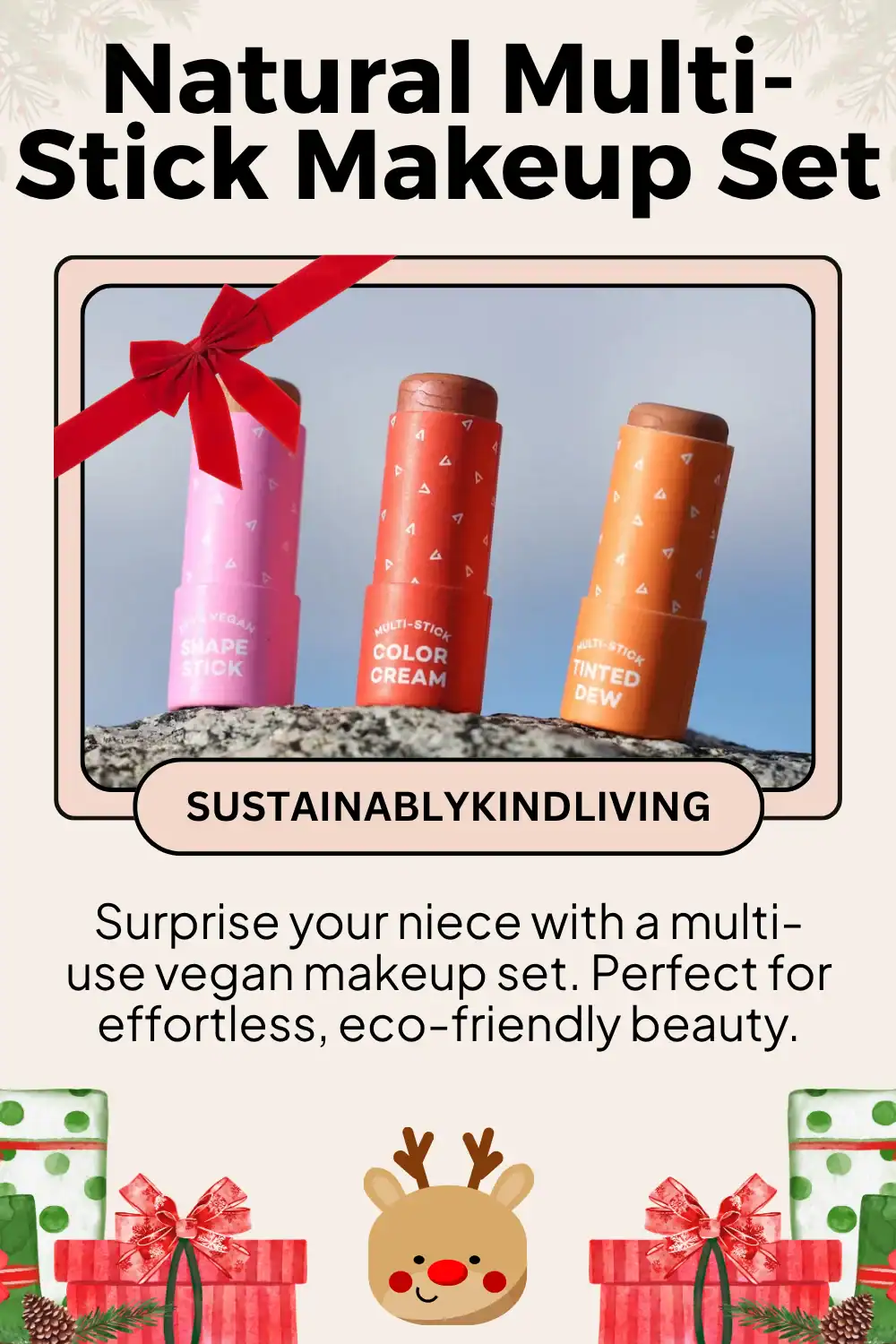 Axiology multi-use vegan makeup sticks made with plant-based ingredients, plastic-free and cruelty-free, perfect eco-friendly beauty gift for teens.