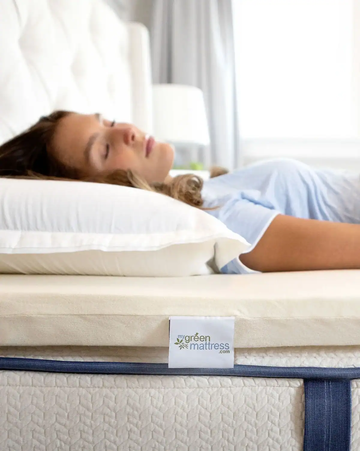 My Green Mattress organic latex topper with GOTS cotton cover, non-toxic and eco-friendly sleep gift for Mom.