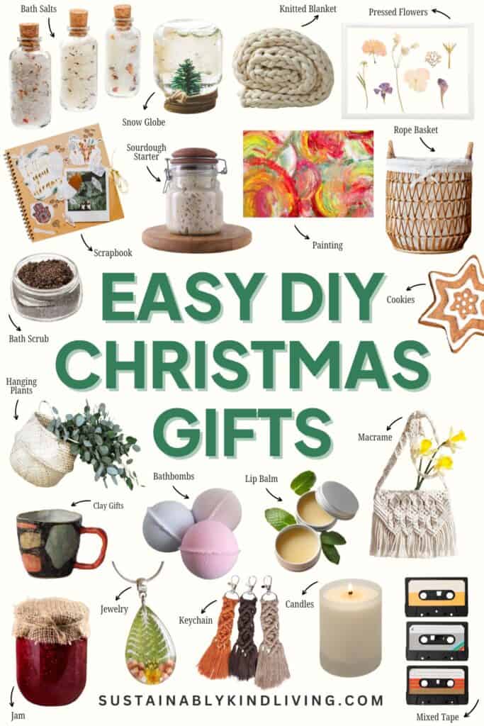 Text reading "Easy DIY Christmas Gifts", showcasing a collage of DIY Christmas gifts.