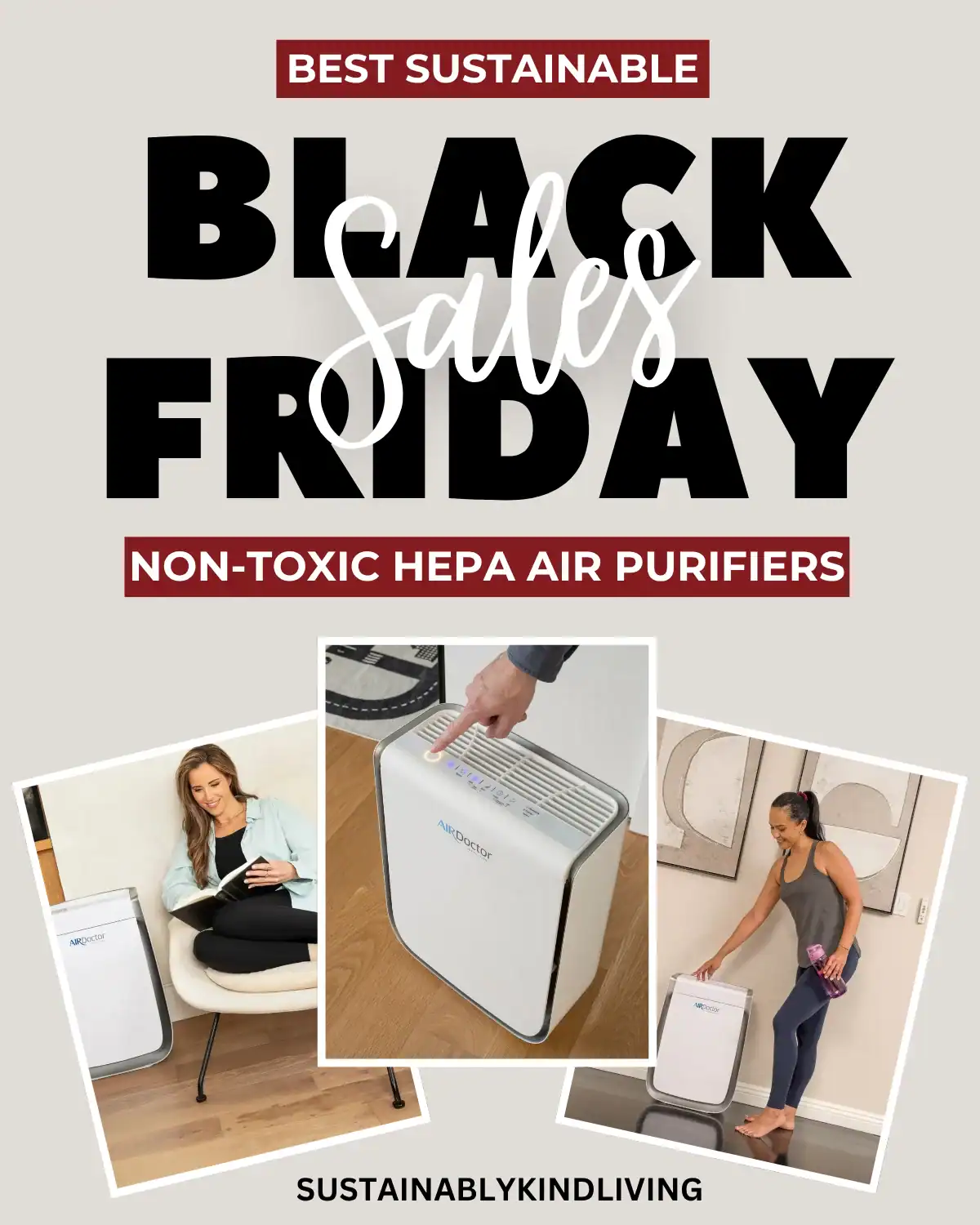 AirDoctor non-toxic HEPA air purifiers that remove 99.99% of pollutants, allergens, and VOCs, perfect for clean air Black Friday home essentials.