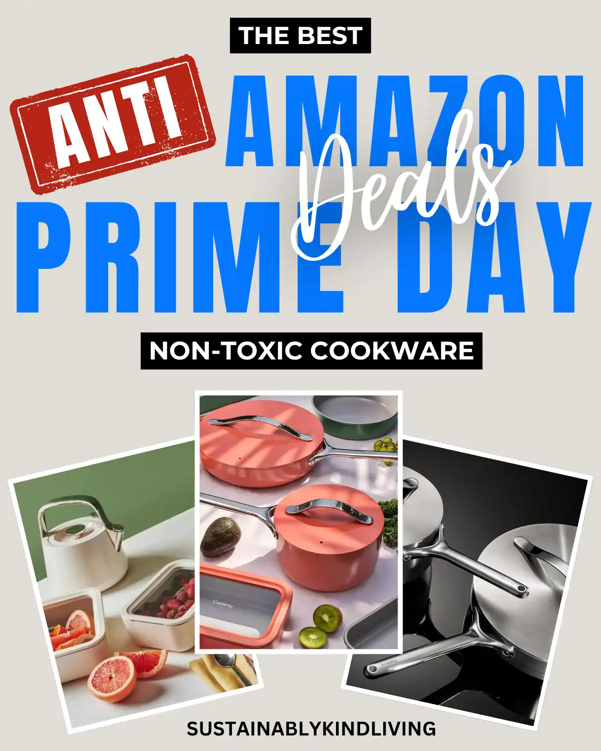 Caraway non-toxic cookware set made with ceramic coating free from PFAS, lead, and cadmium, stylish and safe for everyday cooking, perfect Prime Day cookware deal.