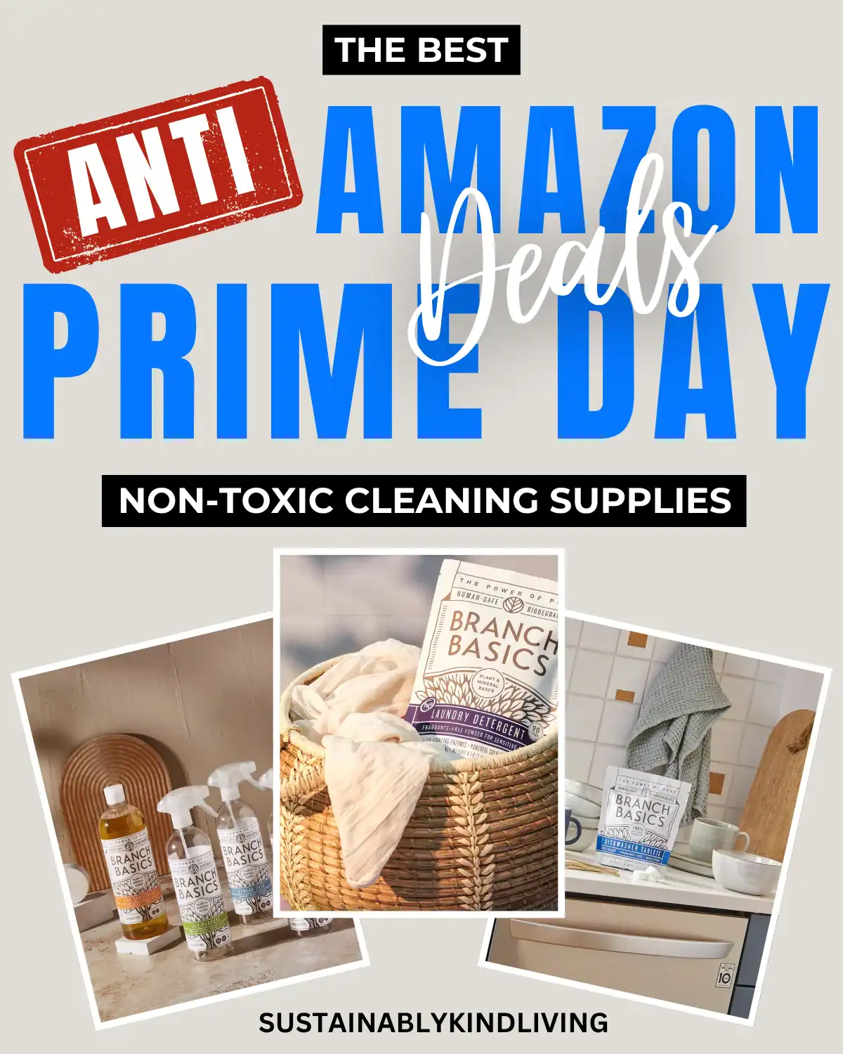 Branch Basics non-toxic cleaning supplies made with plant-based ingredients, safe and effective for a healthy home, perfect Prime Day cleaning deal.