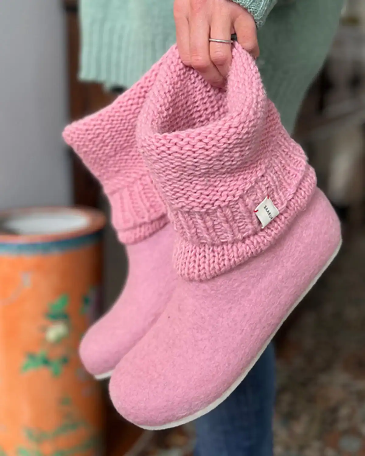 Baabuk wool slippers handmade in Nepal with eco-friendly soles, warm and sustainable comfort gift for Mom.