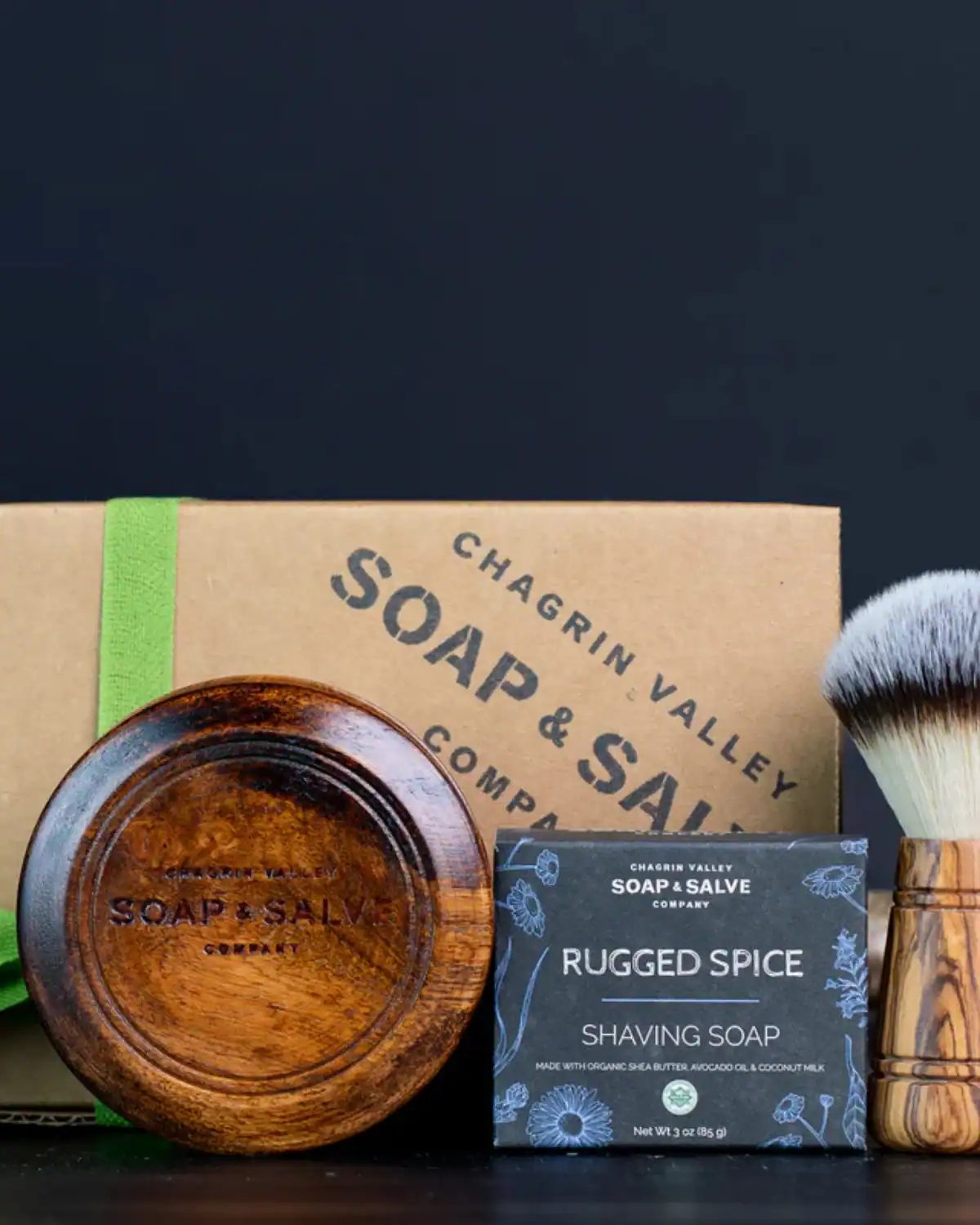 Chagrin Valley organic shaving set with plastic-free packaging, giving dad a natural, eco-friendly grooming ritual.